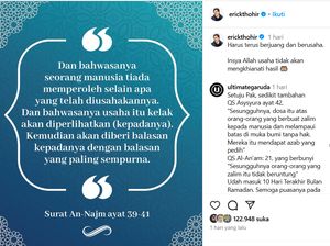 Bacaan dan Tafsir An-Najm Ayat 39-41, Firman Allah SWT yang Diposting Erick Thohir Bacaan dan Tafsir An-Najm Ayat 39-41, Firman Allah SWT yang Diposting Erick Thohir
