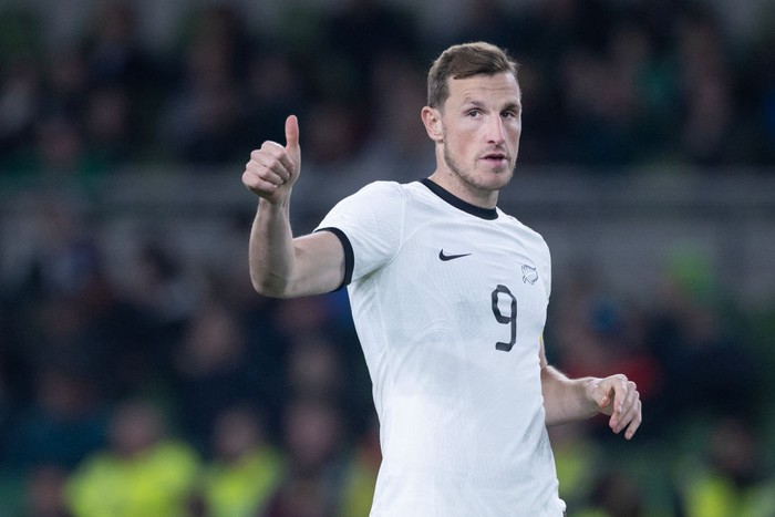 Chris Wood DUBLIN, IRELAND: November 21: Chris Wood #9 of New Zealand during the Republic of Ireland V New Zealand International friendly match at Aviva Stadium on November 21, 2023, in Dublin, Ireland. (Photo by Tim Clayton/Corbis via Getty Images)