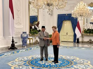 Prabowo Terima Presiden NDB Dilma Vana Rousseff di Istana Merdeka