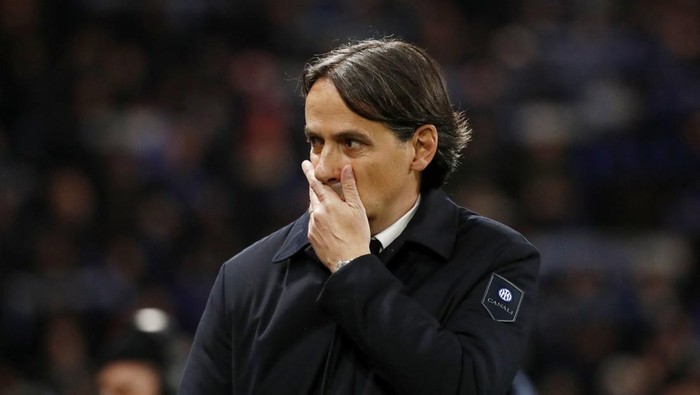 Soccer Football - Serie A - Atalanta v Inter Milan - Gewiss Stadium, Bergamo, Italy - March 16, 2025 Inter Milan coach Simone Inzaghi reacts REUTERS/Garofalo Alessandro