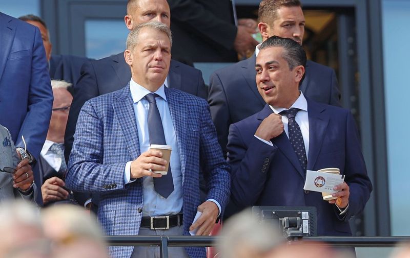 LONDON, ENGLAND - SEPTEMBER 21: Chelsea Co Owners Behdad Eghbali, Todd Boehly during the Premier League match between West Ham United FC and Chelsea FC at London Stadium on September 21, 2024 in London, England. (Photo by Crystal Pix/MB Media/Getty Images)