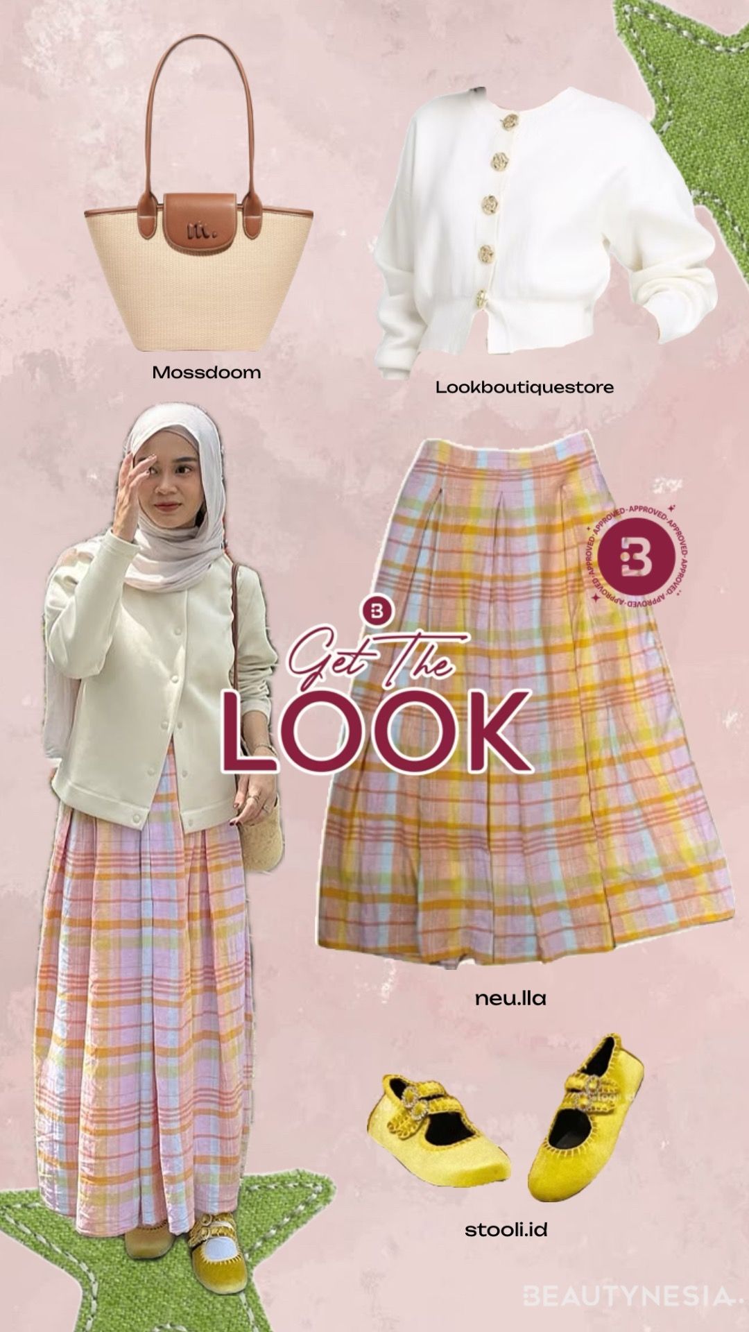Get The Look: OOTD Hijab Playful ala Yure Zalina, Gingham Skirt Curi Perhatian!