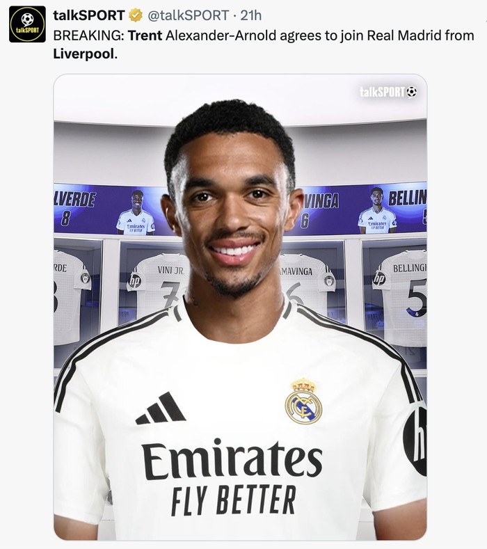Meme Trent Alexander-Arnold Meme Trent Alexander-Arnold cabut dari Liverpool menuju Real Madrid.