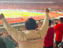 Video Detik-detik Prabowo Rayakan Gol Ole Romeny ke Gawang Bahrain