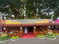 Polresta Pati Bikin Pospam Mudik Mirip Joglo, Pemudik Bisa Pijat Gratis