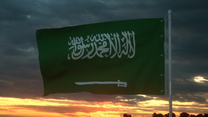 Saudi Arabia 3d flag waving in the wind. 3d illustration. tahun baru Islam