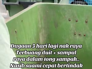Viral Wanita Buang Uang THR ke Tempat Sampah, Endingnya Bikin Mual Viral Wanita Buang Uang THR ke Tempat Sampah, Endingnya Bikin Mual