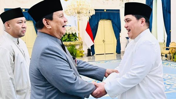 Gaya Para Menteri Ucapkan Selamat Lebaran ke Prabowo di Istana