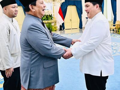 Gaya Para Menteri Ucapkan Selamat Lebaran ke Prabowo di Istana