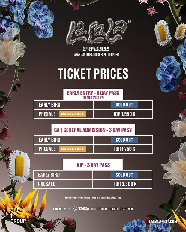 Poster daftar harga tiket Lalala Fest/ Foto: instagram.com/doconcert_official Poster daftar harga tiket Lalala Fest