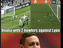 Blunder fatal Onana ketika MU berimbang 2-2 melawan Lyon pun memunculkan beragam meme. Termasuk Matic ketawa-tawa. Foto: dok. Internet/X (Twitter)
