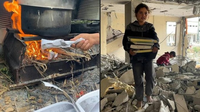 Warga Gaza gunakan buku jadi materi bakar Warga Gaza gunakan buku jadi materi bakar