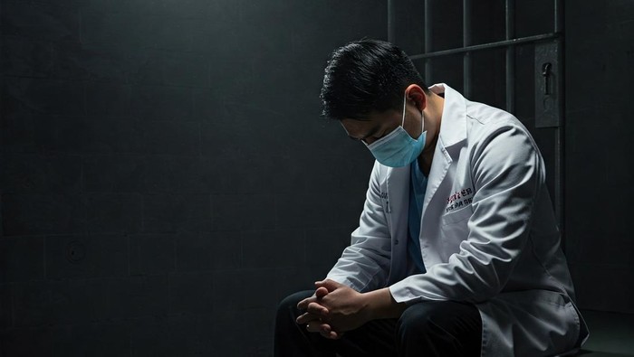 Ilustrasi dokter di dalam penjara. Ilustrasi dokter di dalam penjara.