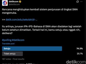 Polling detikcom: 74,3% dari 167 Pembaca Setuju Penjurusan di SMA Dihidupkan Lagi Polling detikcom: 74,3% dari 167 Pembaca Setuju Penjurusan di SMA Dihidupkan Lagi