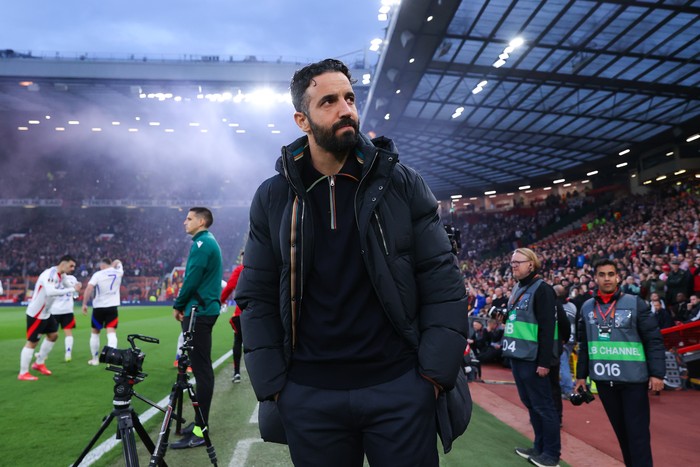 Ruben Amorim MANCHESTER, ENGLAND - APRIL 17: Ruben Amorim, head coach of Manchester United, during the UEFA Europa League 2024/25 Quarter Final Second Leg match between Manchester United and Olympique Lyonnais at Old Trafford on April 17, 2025 in Manchester, England. (Photo by James Gill - Danehouse/Getty Images)
