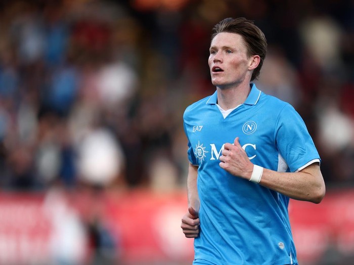 Monza, Italy - April 19: Scott McTominay of Ssc Napoli celebrates after scoring his team's first goal during the Serie A match between Monza and Napoli at Stadio Brianteo on April 19, 2025 in Monza, Italy. (Photo by sportinfoto/DeFodi Images/DeFodi via Getty Images)
