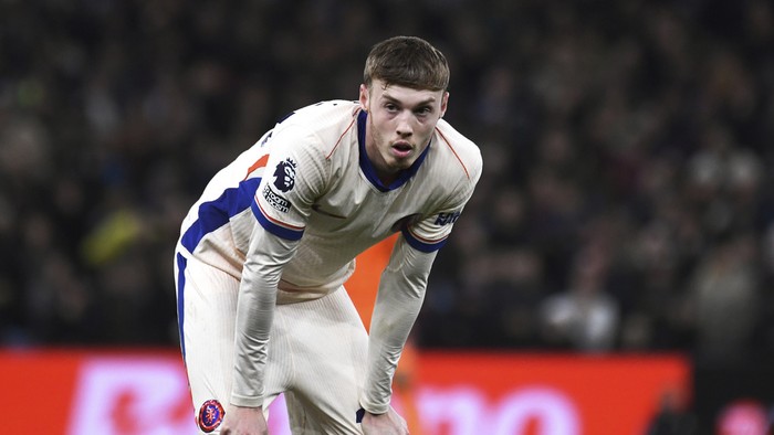 Cole Palmer Chelseas Cole Palmer during the English Premier League soccer match between Aston Villa and Chelsea at Villa Park in Birmingham, England, Saturday, Feb 22, 2025. (AP Photo/Rui Vieira)