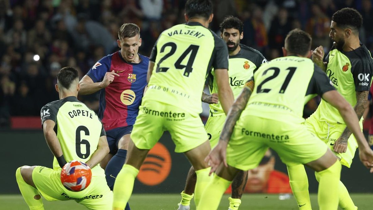Barcelona mengunci kemenangan 1-0 atas Mallorca. Foto: AP/Joan Monfort