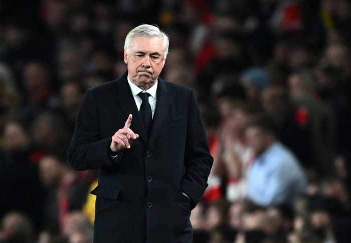  Soccer Football - Champions League - Quarter Final - First Leg - Arsenal v Real Madrid - Emirates Stadium, London, Britain - April 8, 2025 Real Madrid coach Carlo Ancelotti REUTERS/Dylan Martinez/File Photo