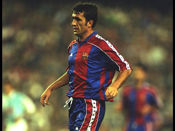 24 SEP 1994:  GHEORGHE HAGI OF BARCELONA RUNS WITH THE BALL DURING THE BARCELONA V COMPOSTELLA SPANISH LEAGUE MATCH PLAYED AT THE NOU CAMP.