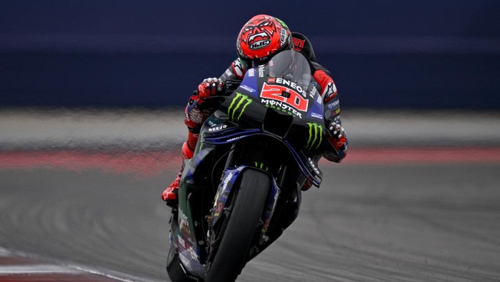 Fabio Quartararo Mar 30, 2025; Austin, TX, USA; Fabio Quartararo (20) of France and Monster Energy Yamaha MotoGP rides during the 2025 Grand Prix of the Americas at Circuit of The Americas. Mandatory Credit: Jerome Miron-Imagn Images