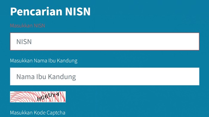Halaman cek NISN Halaman cek NISN
