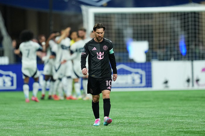 Lionel Messi VANCOUVER, BRITISH COLUMBIA - APRIL 24: Lionel Messi #10 of Inter Miami CF looks dejected following the teams defeat after the CONCACAF Champions Cup Semi-final first leg match between Vancouver Whitecaps and Inter Miami CF at BC Place on April 24, 2025 in Vancouver, British Columbia. (Photo by Rich Lam/Getty Images)