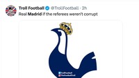 Madrid musim ini bak ayam Tottenham. (Foto: X.com/@TrollFootball)