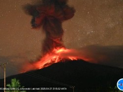 Sinar Api Membara, Gunung Lewotobi Meletus Disertai Dentuman Keras