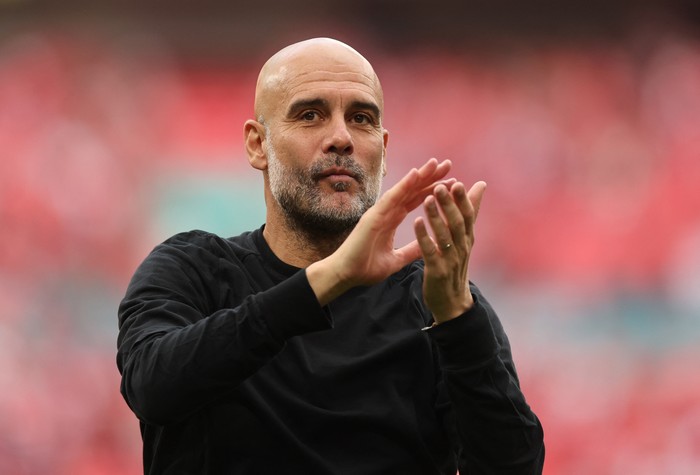 Pep Guardiola Soccer Football - FA Cup - Semi Final - Nottingham Forest v Manchester City - Wembley Stadium, London, Britain - April 27, 2025 Manchester City manager Pep Guardiola applauds fans after the match REUTERS/David Klein