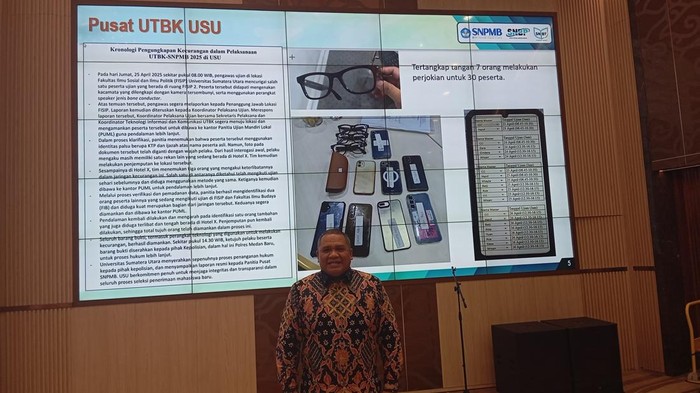 konferensi pers SNPMB: Kecurangan yang Terjadi Selama Pelaksanaan UTBK SNBT Sesi 1 sampai Sesi 2 pada Selasa (28/4/2025) yang diselenggarakan secara hybrid di Ruang Auditorium Lantai 2 Kemdiktisaintek dan secara daring lewat kanal-kanal SNPMB ID. konferensi pers SNPMB: Kecurangan yang Terjadi Selama Pelaksanaan UTBK SNBT Sesi 1 sampai Sesi 2 pada Selasa (28/4/2025) yang diselenggarakan secara hybrid di Ruang Auditorium Lantai 2 Kemdiktisaintek dan secara daring lewat kanal-kanal SNPMB ID.