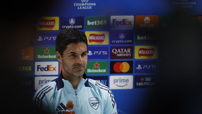 Soccer Football - Champions League - Arsenal Press Conference - Emirates Stadium, London, Britain - April 28, 2025 Arsenal manager Mikel Arteta during the press conference Action Images via Reuters/Andrew Couldridge