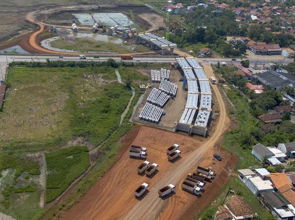Foto Udara Progres Pembangunan Akses Tol Patimban