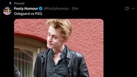 Tak cuma Saka, Martin Odegaard juga diledek. Gelandang Arsenal itu dinilai tak kelihatan sama sekali perannya. (Foto: X.com/@FootyHumour)