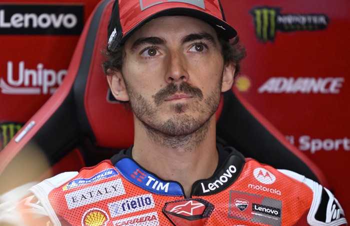 2211278557 JEREZ DE LA FRONTERA, SPAIN - APRIL 25: Ducati Lenovo team pilot Francesco Bagnaia takes part in a practice session at the 4.42-kilometer Jerez-Angel Nieto circuit prior to the MotoGP Spanish Grand Prix of Jerez, on April 25, 2025 in Jerez de la Frontera, Spain. (Photo by Burak Akbulut/Anadolu via Getty Images)