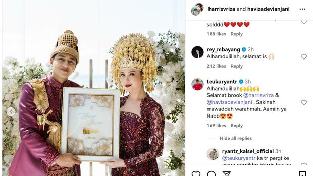 Unggahan pernikahan Harris Vriza dikomentari Teuku Ryan.
