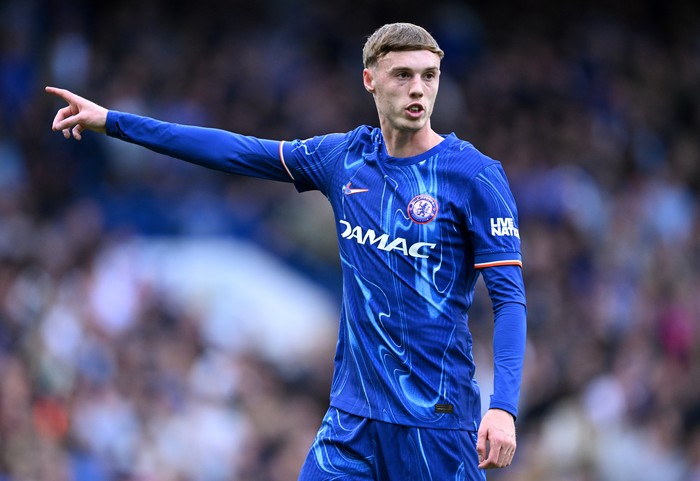 LONDON, ENGLAND - MAY 04: Cole Palmer of Chelsea during the Premier League match between Chelsea FC and Liverpool FC at Stamford Bridge on May 04, 2025 in London, England. (Photo by Justin Setterfield/Getty Images)