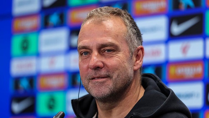 Hansi Flick SANT JOAN DESPI, SPAIN - MAY 02: Hansi Flick, head coach of FC Barcelona attends his press conference during the training day of FC Barcelona ahead the Spanish League, La Liga EA Sports, football match against Real Valladolid at Ciudad Esportiva Joan Gamper on May 02, 2025 in Sant Joan Despi, Barcelona, Spain. (Photo By Javier Borrego/Europa Press via Getty Images)