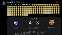 Kekalahan Barcelona menghadirkan meme-meme kocak di media sosial. Banyak yang meledek raksasa LaLiga. (Foto: X.com/@CFC_Janty)