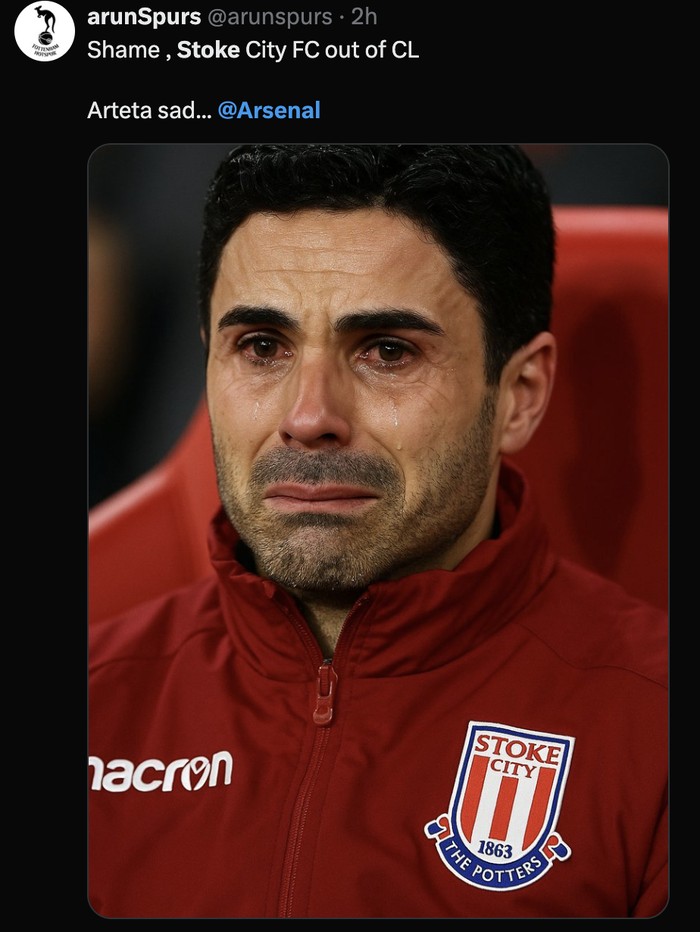 Meme Arsenal Meme Arsenal rasa Stoke City.