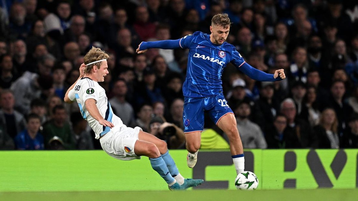 Chelsea unggul 1-0 atas Djurgardens di babak pertama semifinal leg dua Europa Conference League. (Foto: Darren Walsh/Chelsea FC via Getty Images)