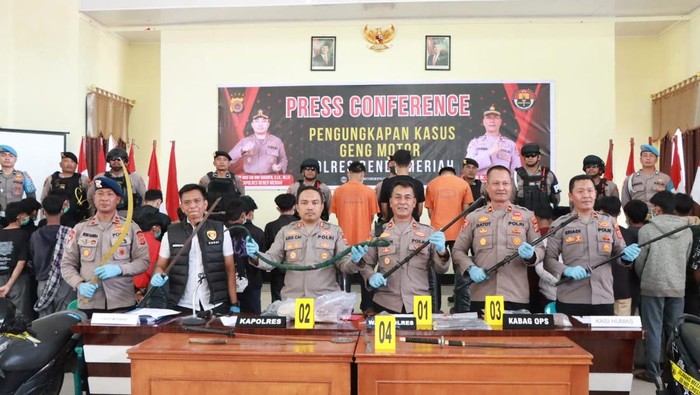 Penangkapan 33 anggota geng motor di Bener Meriah, Aceh. (Istimewa)