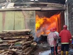 Pabrik Rotan dan Kayu di Cirebon Dilalap Si Jago Merah Pabrik Rotan dan Kayu di Cirebon Dilalap Si Jago Merah