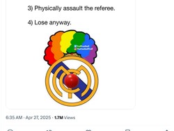 Rentetan pencapaian Madrid lainnya musim ini, dari mulai mengecam wasit sampai kalah terus. (Foto: X.com/@TrollFootball)