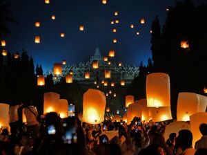 Saat Ribuan Lampion Waisak Terangi Langit Candi Borobudur Saat Ribuan Lampion Waisak Terangi Langit Candi Borobudur