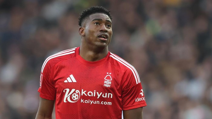 Taiwo Awoniyi BRIGHTON, ENGLAND - MARCH 29: Nottingham Forests Taiwo Awoniyi during the Emirates FA Cup Quarter Final match between Brighton & Hove Albion and Nottingham Forest at Amex Stadium on March 29, 2025 in Brighton, England. (Photo by Rob Newell - CameraSport via Getty Images)