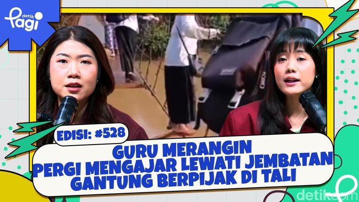 Guru Merangin Pergi Mengajar Lewati Jembatan Gantung Berpijak di Tali
