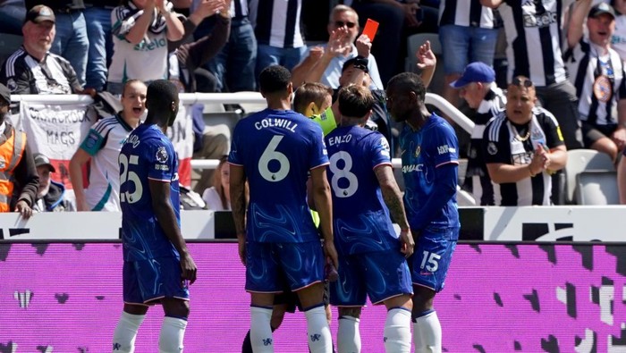2213934365 Chelseas Nicolas Jackson is sent off during the Premier League match at St James Park, Newcastle. Picture date: Sunday May 11, 2025. (Photo by Owen Humphreys/PA Images via Getty Images)