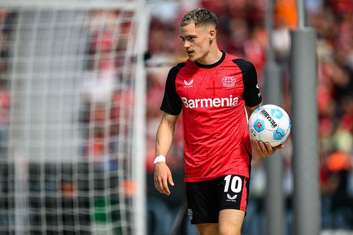 LEVERKUSEN, GERMANY - MAY 10: Florian Wirtz of Leverkusen looks on during the Bundesliga match between Bayer 04 Leverkusen and Borussia Dortmund at BayArena on May 10, 2025 in Leverkusen, Germany. (Photo by Jörg Schüler/Bayer 04 Leverkusen via Getty Images)