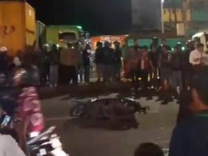 Pemotor di Maros Tewas Terlindas Truk Trailer Usai Terjatuh di Jalan